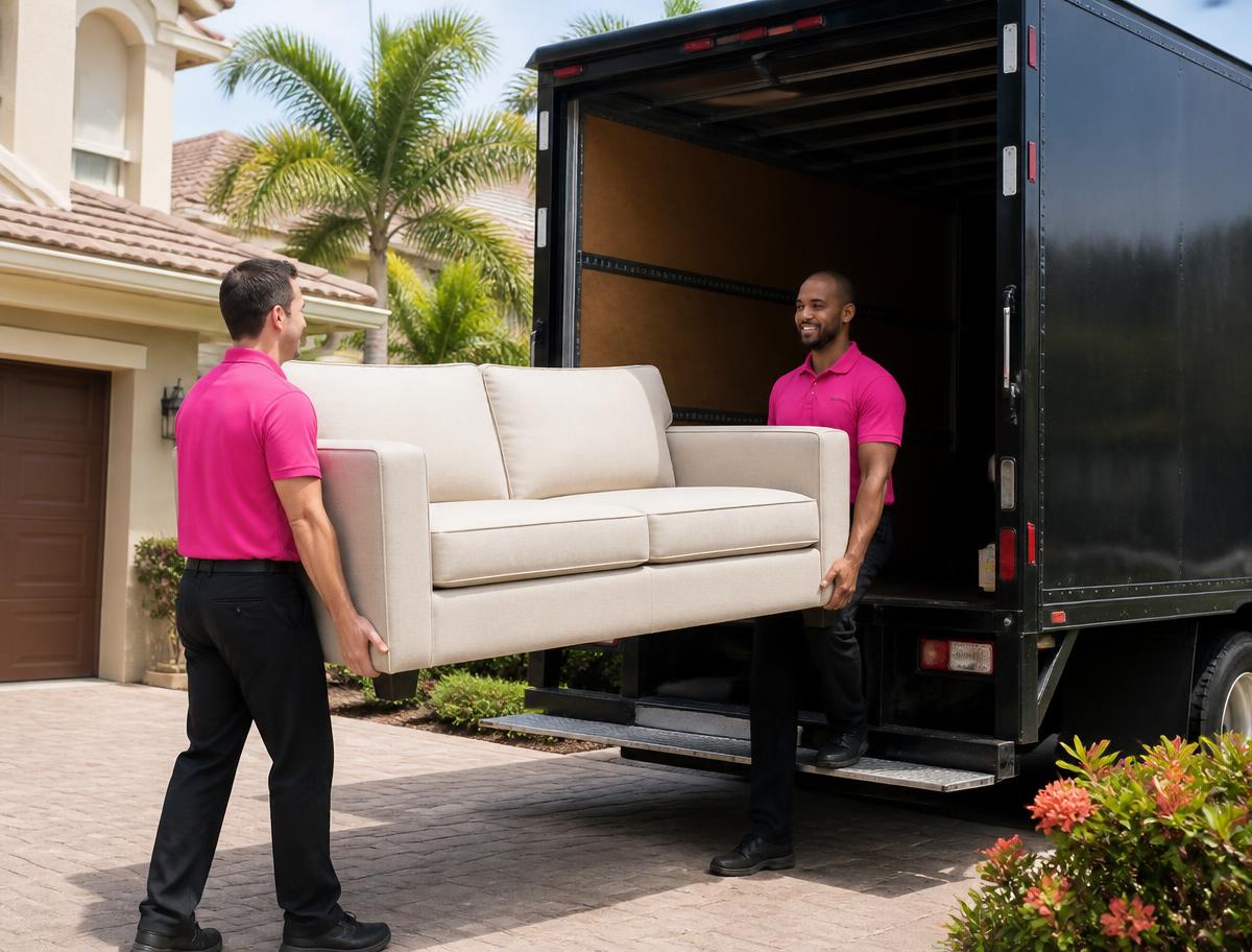 Junk Removal Queens crew loading furniture into the truck at a Calvert County home
